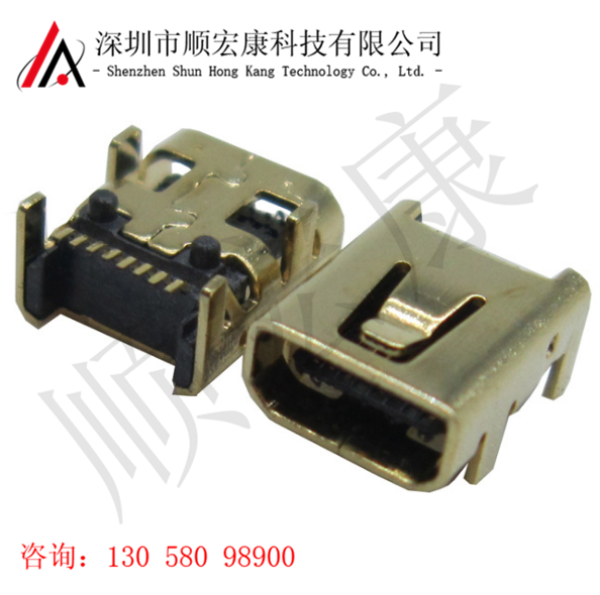 MINI 8Pin 四脚全插母座镀金