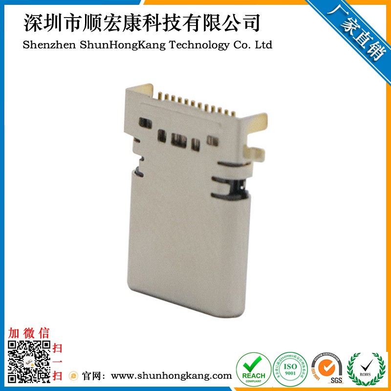 Type-C公头 24Pin 90度 双排贴片插头 带防尘盖沉板1.0