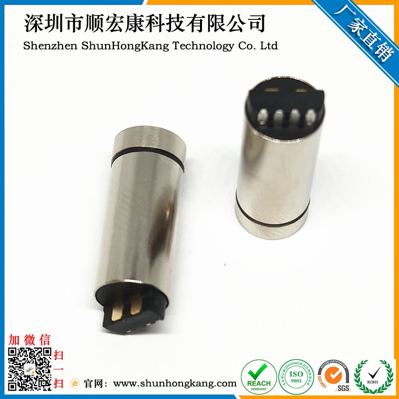 3.5MM焊线式耳机座6Pin双排（上四下二）黑胶 6.55哑镍 半金雾锡