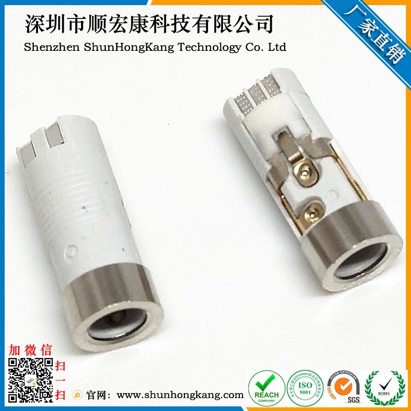 3.5MM焊线式耳机座 D款 5Pin 5.95普通亮镍 白胶 3#端子镀金
