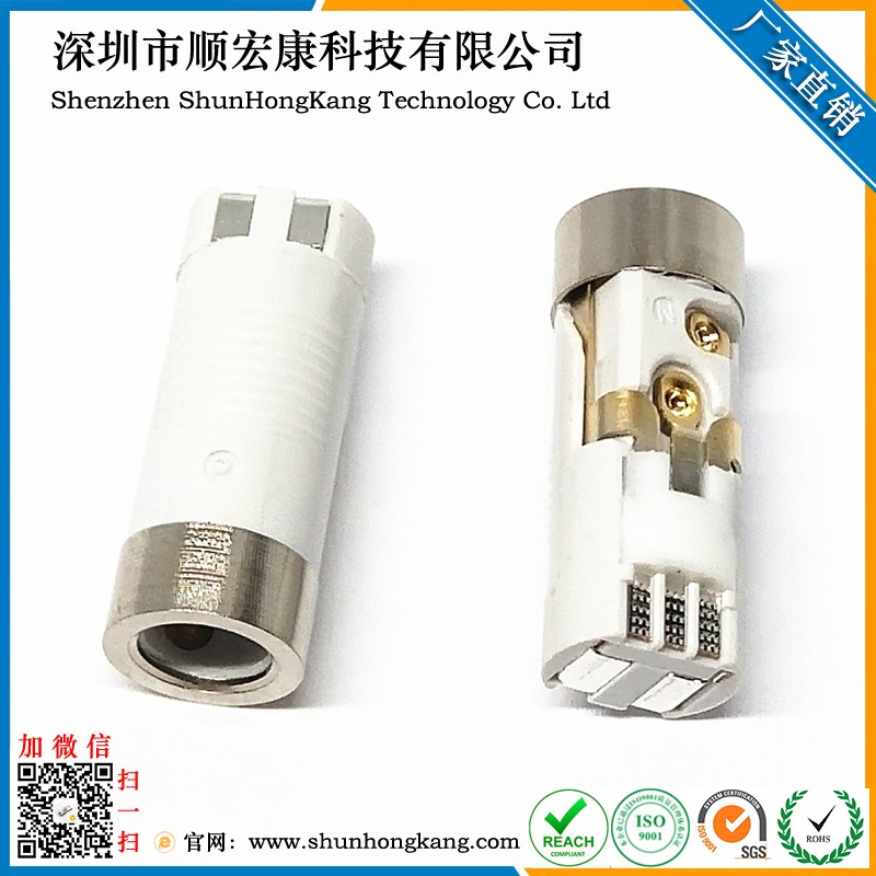 3.5MM焊线式耳机座A款 5Pin 5.7普通亮镍 白色 端子镀金