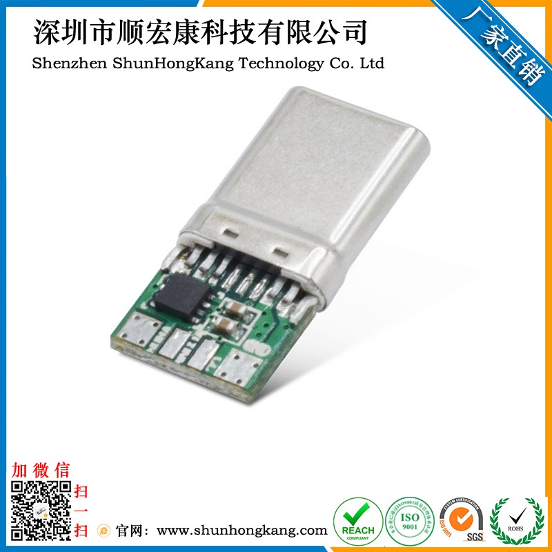 Type-C 公头拉伸C对C带芯片ICE-Mark高导铜PD快充100W20V5A