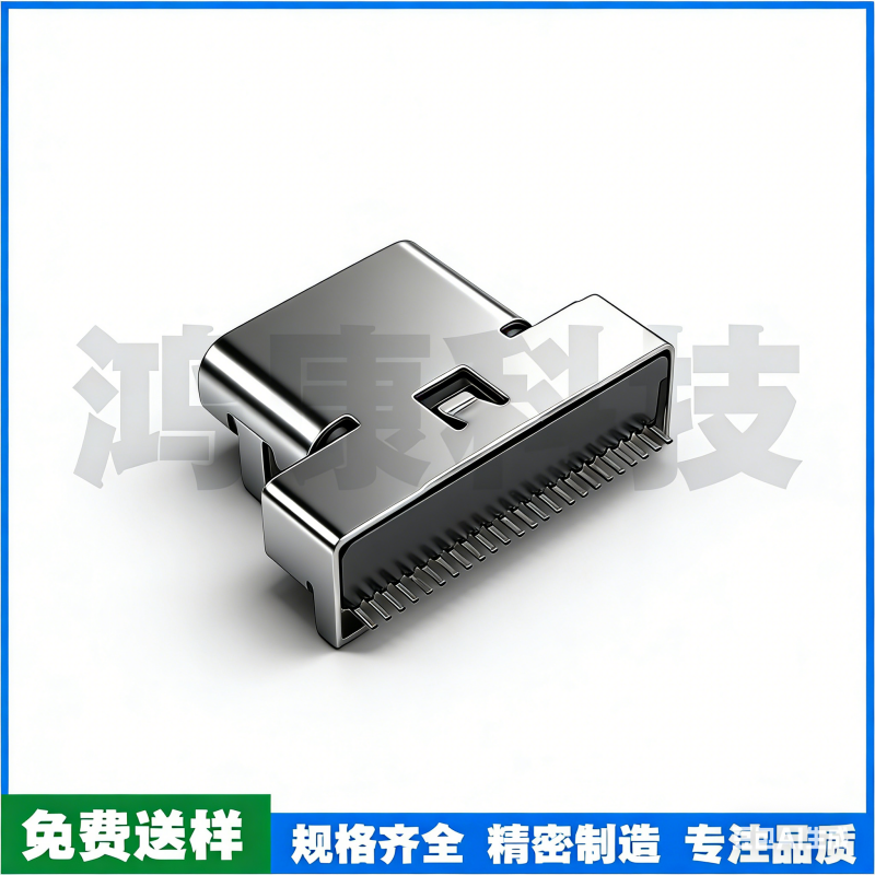 TYPE-C 24PIN母座 板上四脚插板单排SMT L=9.0MM