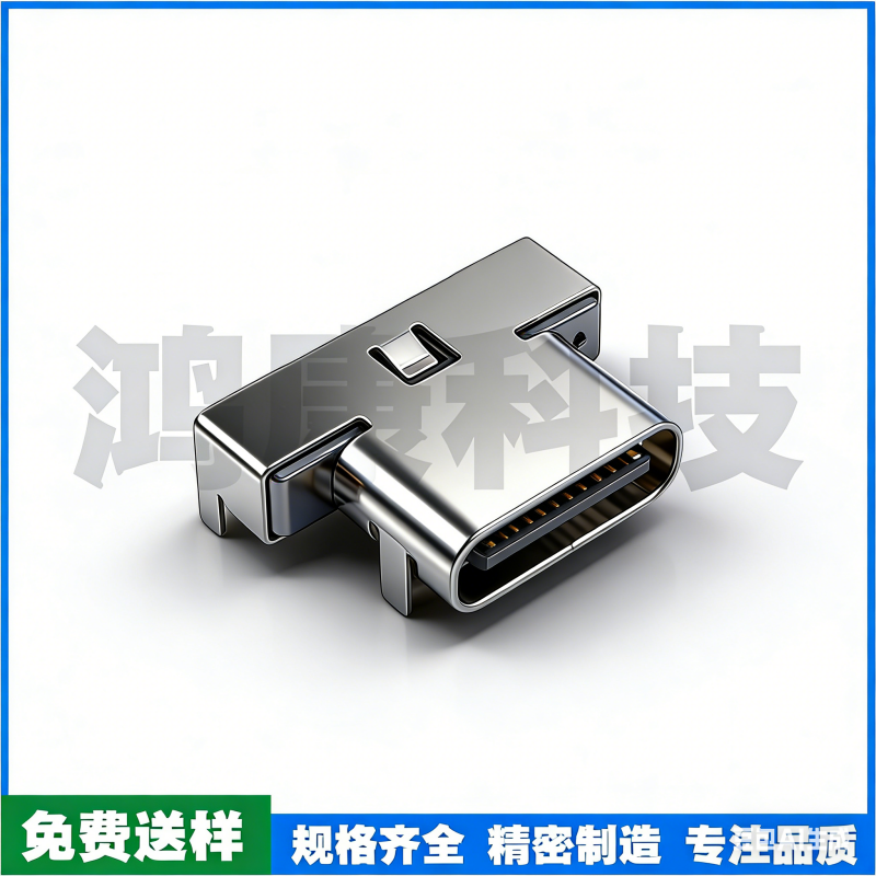 TYPE-C 24PIN母座 板上四脚插板单排SMT L=9.0MM