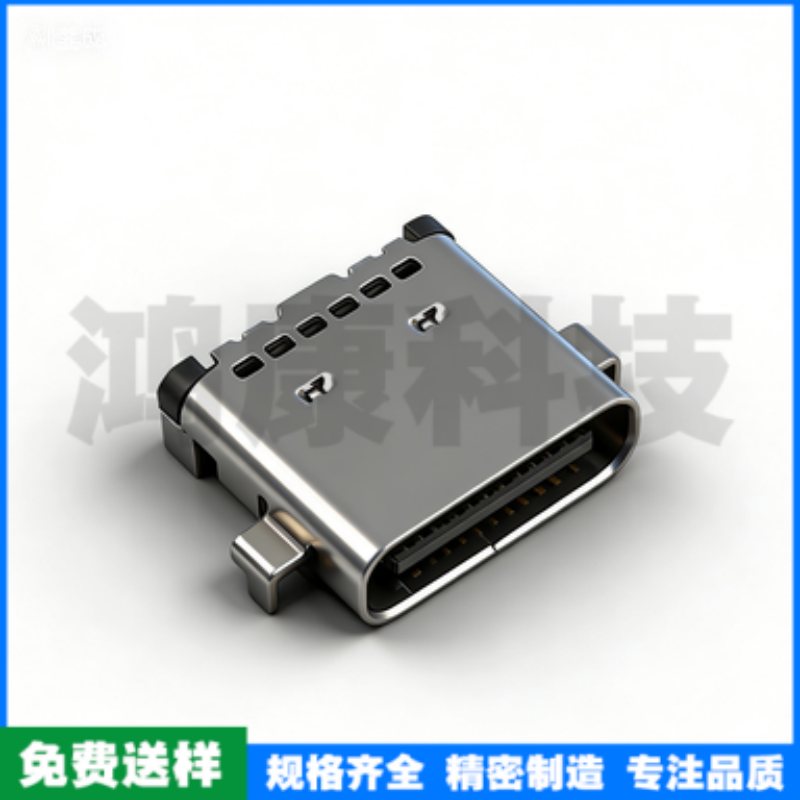 TYPE C母座24PIN 沉板0.8 双排贴片L=7.9 六孔 三模 无弹