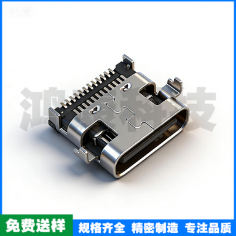 TYPE C母座24PIN 沉板0.8 双排贴片L=7.9 六孔 三模 无弹