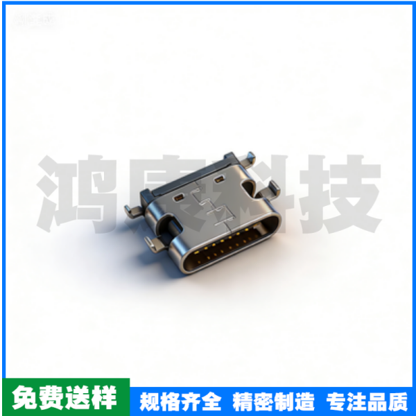 TYPE C母座6PIN 沉板1.6 四脚插板 L=6.8 一模 无弹 黄铜 LCP