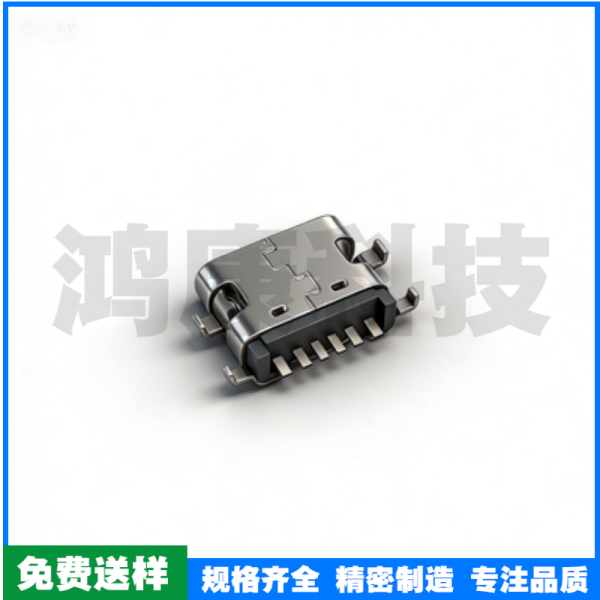 TYPE C母座6PIN 沉板1.6 四脚插板 L=6.8 一模 无弹 黄铜 LCP