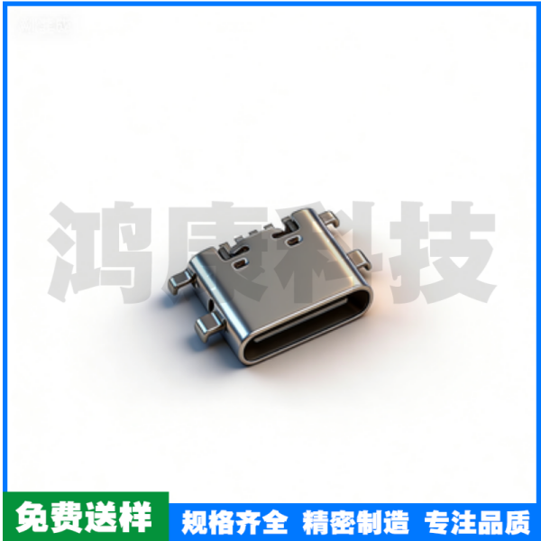 TYPE C母座6PIN 沉板1.6 四脚插板 L=6.8 一模 无弹 黄铜 LCP