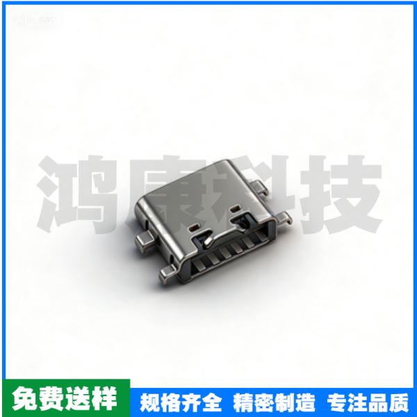 TYPE C母座6PIN 沉板1.6 四脚插板 L=6.8 一模 无弹 黄铜 LCP