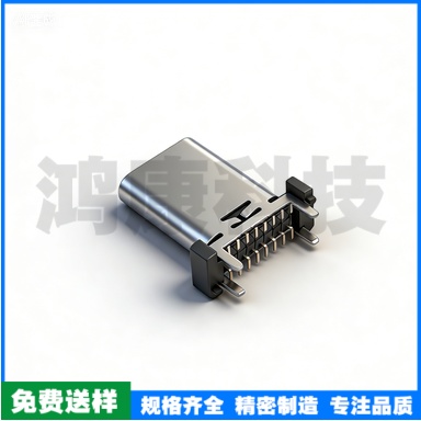 TYPE-C 立式母座16PIN 立贴13.1