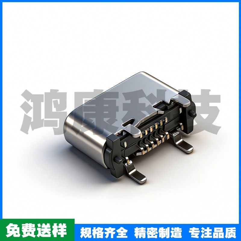 TYPE-C 立式母座16PIN 立贴5.6 母座 脚长1.35